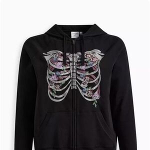Torrid Black Skeleton Floral Hoodie